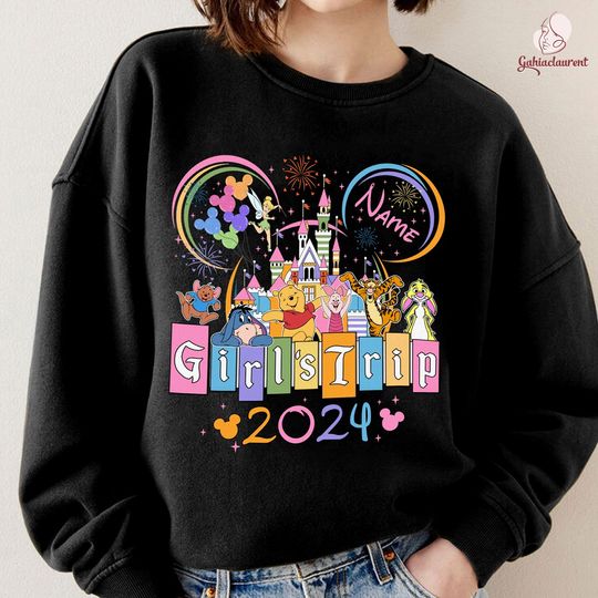 Personalization Winnie The Pooh Girl's Trip 2024 Sweatshirt| Winnie The Pooh Lovers Shirt | Family Matching Shirt | Unisex Adult Kid Shirt