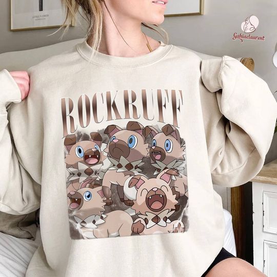 Vintage Rockruff Vintage 90s Sweatshirt | Anime Japanese Shirt | Rock Type Pkm Shirt | Pkm Puppy Sweatshirt | Pkm Fan Movie Lovers Shirt