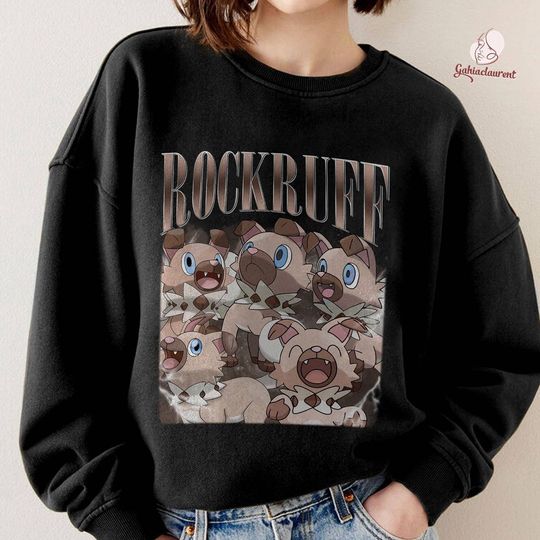 Rockruff Vintage 90s Shirt | Rock Type Pkm Shirt | Puppy Pkm Sweatshirt | Rockruff Lovers Shirt |Pkm Characters Shirt |Family Matching Shirt
