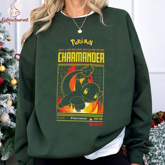 PKM Charmander Shirt | Charmander Shirt, Sweatshirt | Gamer Sweatshirt | Japanese Anime Shirt | Bulbasaur Charmander Squirtle