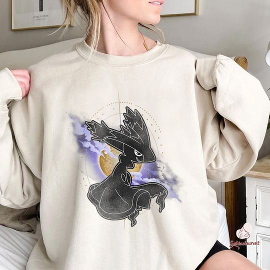 Mismagius Dark Spooky Silhouette Moonlight Portrait Sweatshirt | Pkm Character Lovers Shirt | Mismagius Japanese Anime Shirt