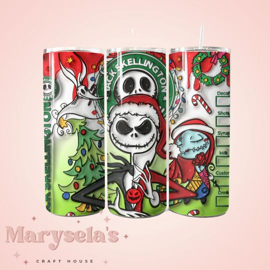 Nightmare Before Christmas Inflated 20oz Tumbler, Nightmare Before Christmas Tumbler