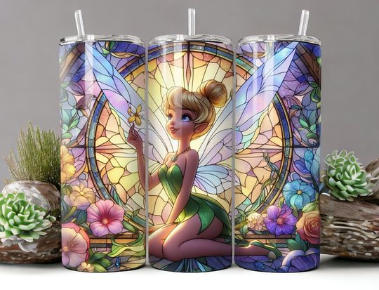 Tinkerbell Stained Glass 20 oz Stainless Steel Tumbler