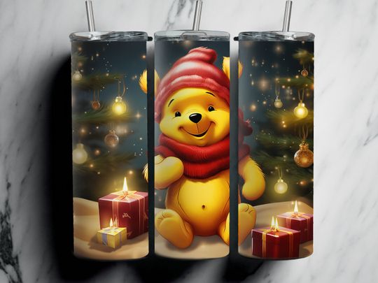 Christmas Winnie The Pooh Tumbler Wrap, Winnie The Pooh, Christmas Tumbler Wrap, Christmas