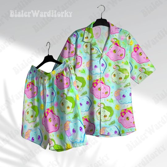 Bulbasaur Custom Hawaii Shirt, Shorts Grass Type Aloha Shirt, Bulbasaur Shirt,  Anime Shirt,  Gifts