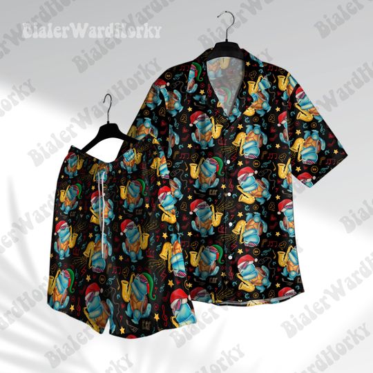 Squirtle Trumpet Hawaiian Shirt, Water Type Festival Shirt,  Anime Shirt, Squirtle Gifts
