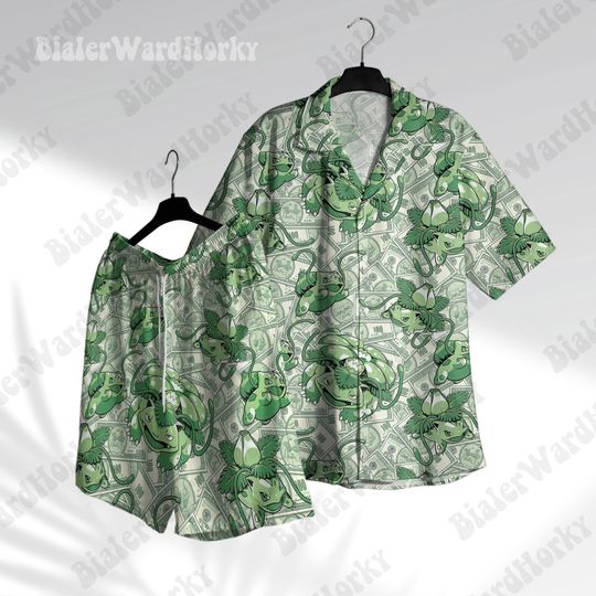Bulbasaur Evolution Money Hawaii Shirt, Shorts Grass Type Shirt, Aloha Shirt, Anime Shirt, Bulbasaur Gifts