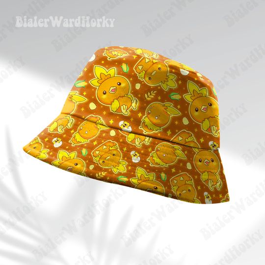 Torchic Adorable Bucket Hat, Cute Fire Type Summer Beach Hat, Anime Bucket, Torchic Gifts