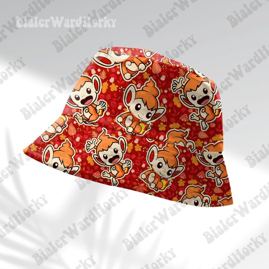 Chimchar Funny Bucket Hat, Cute Fire Type Summer Beach Hat, Chimchar Bucket, Manga Gifts