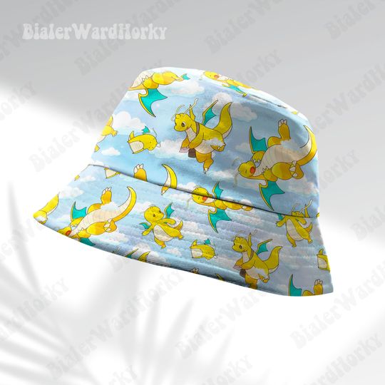 Dragonite Bucket Hat, Cute Dragon Type Summer Beach Hat, Dragonite Bucket Manga Gifts