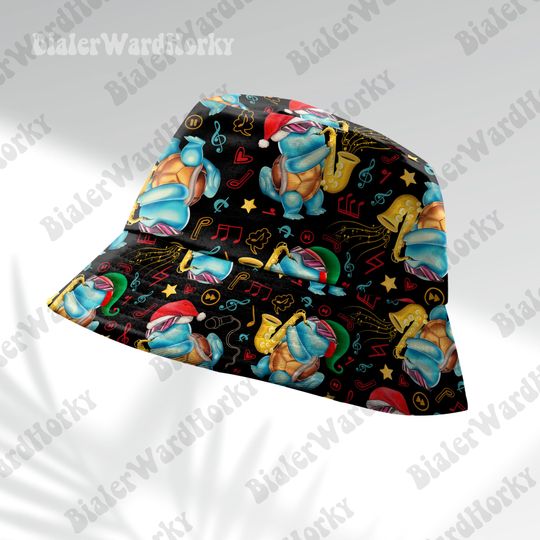 Squirtle Saxophone Tunes Bucket Hat, Music Bucket Anime Bucket Squirtle Hat, Gifts