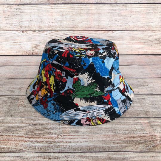 Adult Bucket Hat - Superhero Cotton Hat, Birthday Gift for Friend, Comicon, Summer Sun Beach Hat, Trendy One Size Unisex Hat
