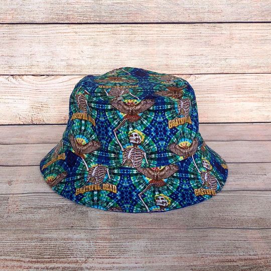 Adult Bucket Hat - Grateful Dead, Cotton Hat, Tie Dye Print Hat, The Dead, Party Hat, Gift for Him, Unisex, One Size Hat