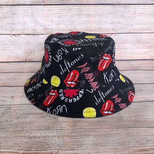 Adult Bucket Hat - Rock and Roll Band Hat, Cotton Concert Hat, Music Artist Gift, Summer Beachwear Party Hat, Unisex One Size Hat