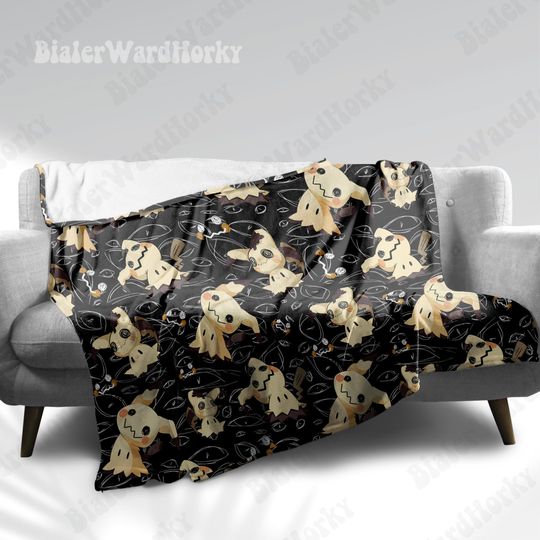 Mystical Mimikyu Fleece Blanket, Ghost Type Blanket Fleece, Throw Anime Blanket Mimikyu, Gifts