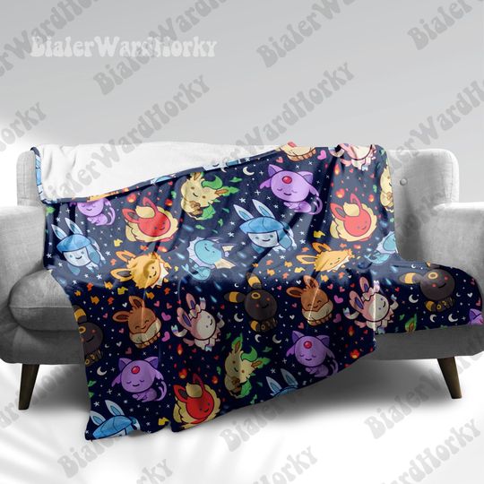 Eevee Evolution Galaxy Fleece Blanket, Evolution Blanket, Cute Fleece Blanket, Anime Blanket Galaxy, Gifts
