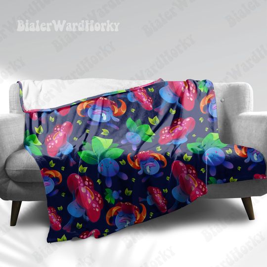 Oddish Evolution Fleece Blanket, Funny Fleece Blanket, Unique Blanket, Anime Blanket Oddish, Gifts