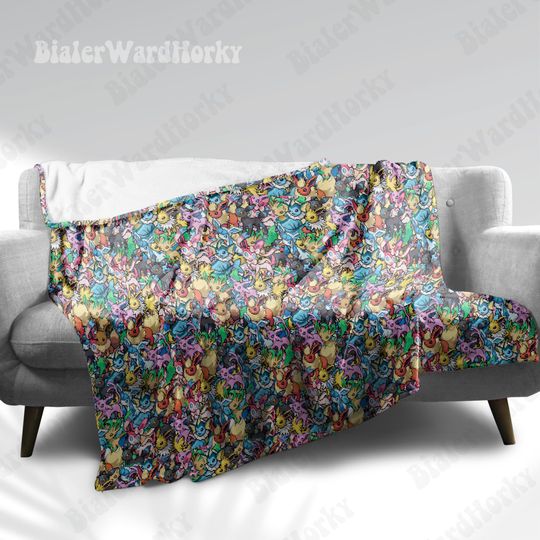 Eevee Evolution Stack Fleece Blanket, Evolution Blanket, Fleece Blanket, Anime Blanket Evolution, Gifts