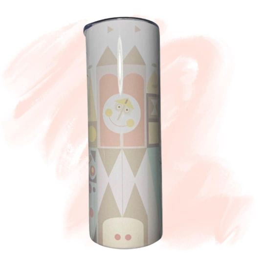Its a Small World Tumbler 20oz Sublimation Skinny Straight 20oz Cup Water Bottle Cartoon