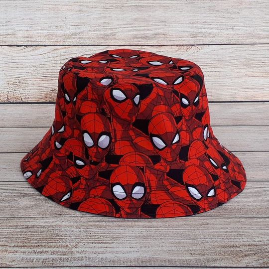 Adult Bucket Hat - Spiderman, Reversible Cotton Hat, Gift for Friend, Superhero, Sun Hat, Beach Hat, Unisex, One Size Hat