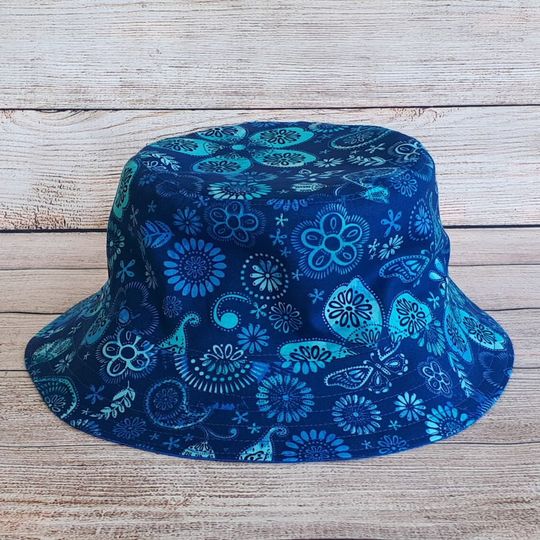 Adult Bucket Hat - Reversible Ladies Cotton Pretty Summer Sun Hat, Hat for Women, Gift for Her, Sun Protection for Beach, One Size Cap