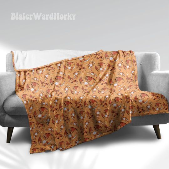 Charmander Evolution Fleece Blanket, Fire Type Custom Blanket, Anime Blanket Charizard, Gifts