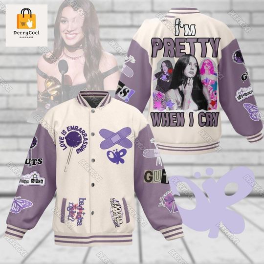 Olivia Rodrigo Baseball Jacket, Olivia Rodrigo Im Pretty When I Cry, Olivia Guts Tour Jacket Men, Olivia Rodrigo Concert Racing Jacket