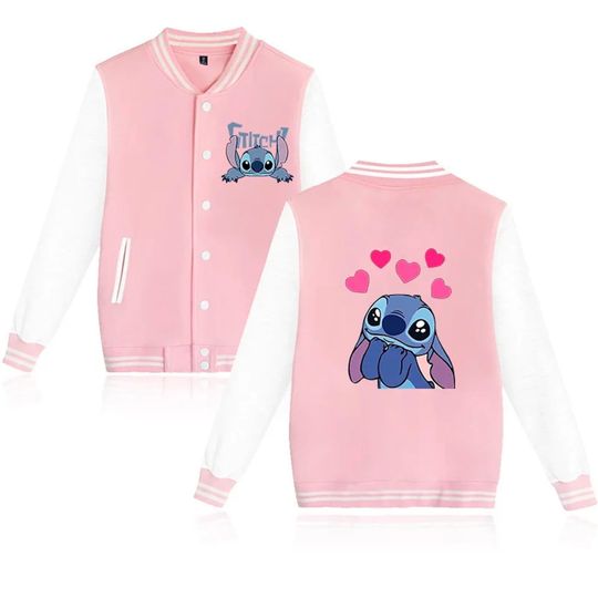 Baseball Jacket, Disney Stitch Baseball Jacket, Lilo And Stitch Jacket Men, Funny Stitch College Jacket, Gift For Her