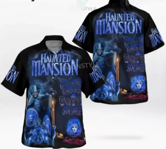 Haunted Mansion Hawaiian Shirt Grim Grinning Ghosts Tee Summer Gift