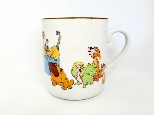 Disney's Lady and the Tramp Vintage Porcelain Ceramic Mug Vintage Disneyland Disney