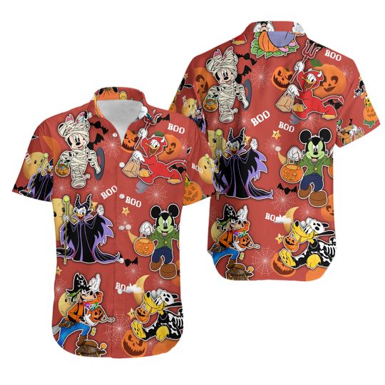 Mickey And Friends Halloween Disney Hawaiian Shirt, Disney Aloha Shirt