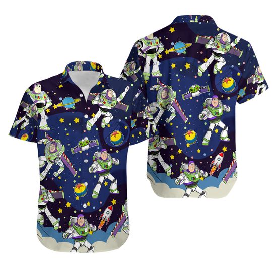 Toy Story Buzz Lightyear Hawaiian Shirt, Summer Vacation Button Shirt, Toy Story Shirt, Buzz Lightyear T-Shirt, Disneyland Family Trip Shirt