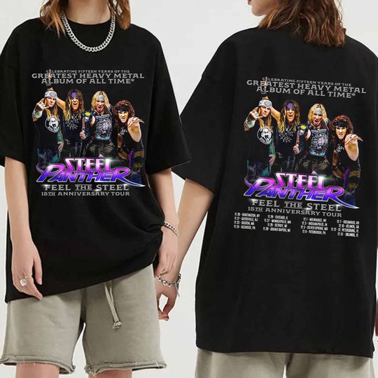 Steel Panther - Feel the Steel 15th Anniversary Tour 2024 Shirt, Steel Panther Band Fan Shirt, Steel Panther 2024 Concert Shirt