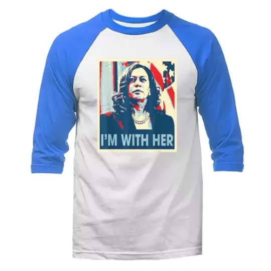 Kamala Harris for The President 2024 I'm With Her Political  3/4 Sleeve Raglan | Harris 47  Unisex 3/4 Raglan Sleeve Shirt | Long Sleeve Shirt | Madam President
