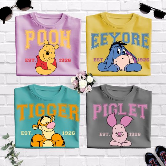 Winnie the Pooh Varsity Shirt, Tigger, Piglet, Eeeyore, Pooh, Disneyland Trip Shirt, Disney Family Trip Shirts, Pooh Fan Gift,