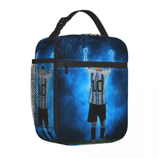 Messis Goal Celebration Merch Insulated Lunch Bag, Portable Food Container Bags, Cooler Thermal Food Box, Back To School Gift