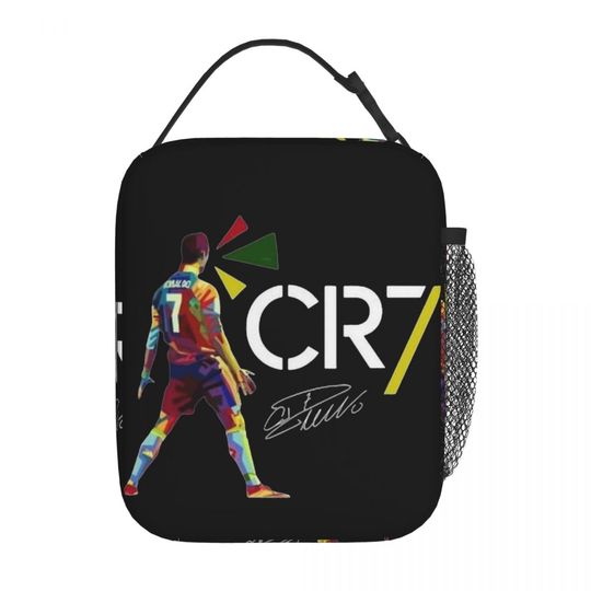 CR7 Ronaldos Football Soccer Lunch Bag, Portable Food Container Bags, Cooler Thermal Food Box, Back To School Gift