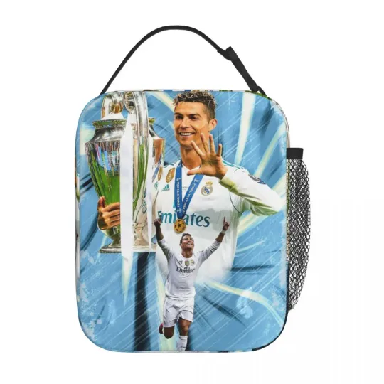 CR7 Ronaldos Football Soccer Lunch Bag, Portable Food Container Bags, Cooler Thermal Food Box, Back To School Gift