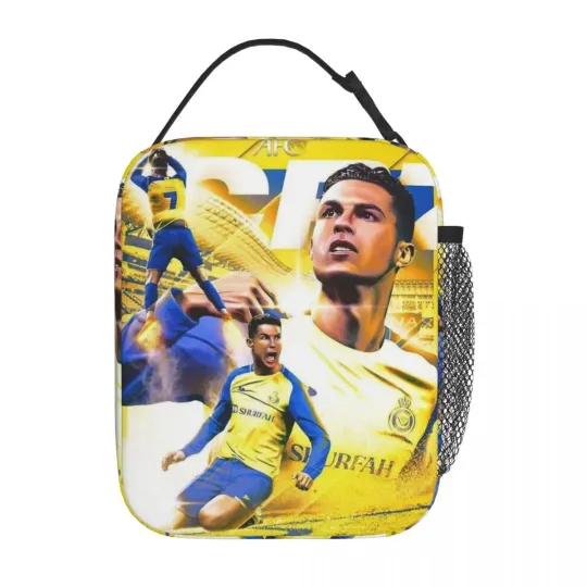 CR7 Ronaldos Football Soccer Lunch Bag, Portable Food Container Bags, Cooler Thermal Food Box, Back To School Gift