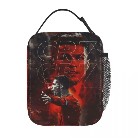 CR7 Ronaldos Football Soccer Lunch Bag, Portable Food Container Bags, Cooler Thermal Food Box, Back To School Gift