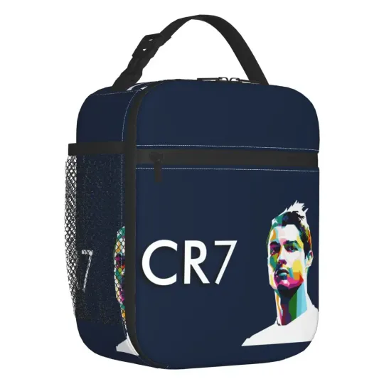 CR7 Ronaldos Football Soccer Lunch Bag, Portable Food Container Bags, Cooler Thermal Food Box, Back To School Gift