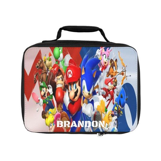 Personalized Custom Sonic Mario Lunch Box, Back to School Gift, Portable Lunch Box for Outdoor Picnic, Storage Food Tote Bags
