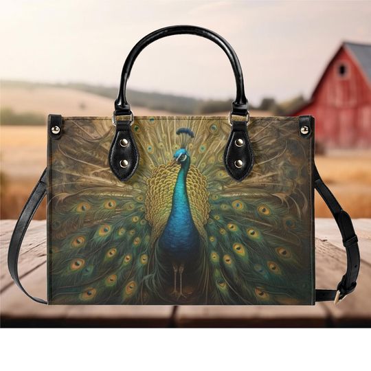 Women Leather PU Handbag Shoulder Bag tote purse Beautiful colors summer fall winter Peacock design Nice gift