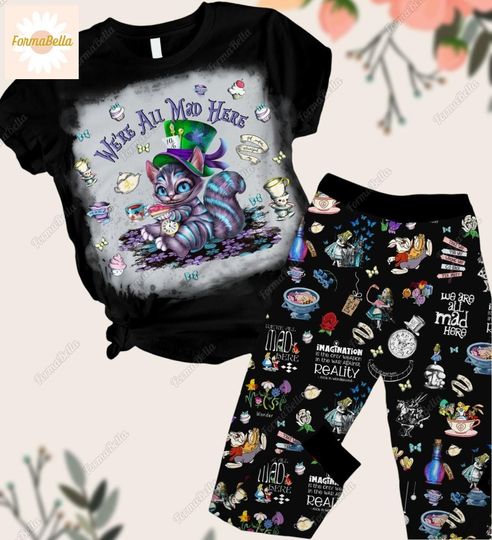 Halloween Cheshire Cat Pajamas Set, Disney Cat Pajamas, Cheshire Cat Shirt, Cheshire Cat Pajamas Pants