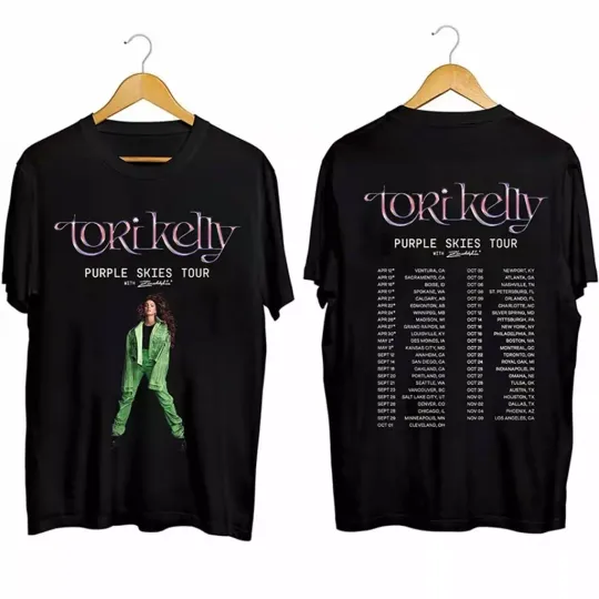 Tori Kelly Purple Skies 2024 Tour Both Sides T-Shirt, 2024 Music Tour Merch, Short Sleeve Cotton Tee