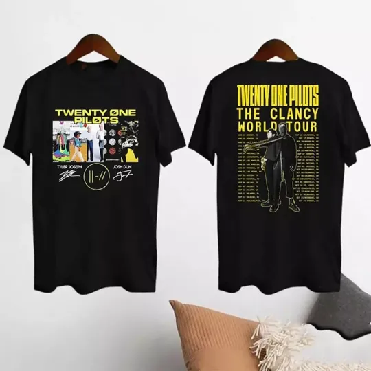 Pilotss band Clancy World Tour Both Sides T-Shirt, 2024 Music Tour Merch, Short Sleeve Cotton Tee