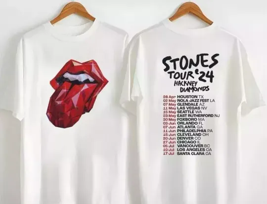 The Rolling Stones Tour 2024 Both Sides T-Shirt, 2024 Music Tour Merch, Short Sleeve Cotton Tee