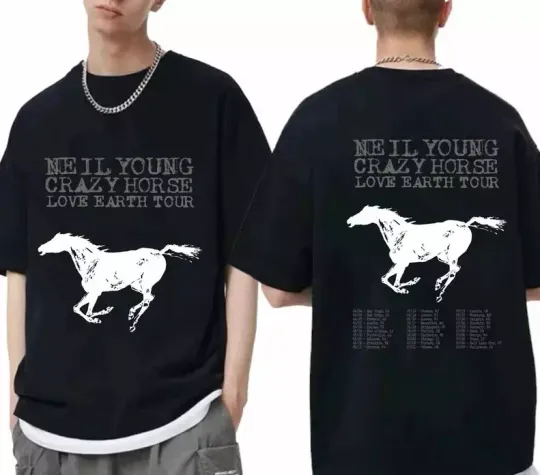 Neil Young and Crazy Horse 2024 Tour Both Sides T-Shirt, 2024 Music Tour Merch, Short Sleeve Cotton Tee