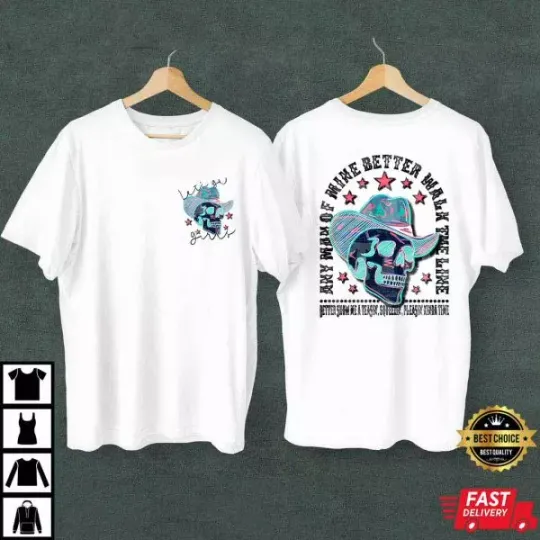 Skull Cowboy Shania Twain Queen of Me Tour Both Sides T-Shirt, 2024 Music Tour Merch, Short Sleeve Cotton Tee