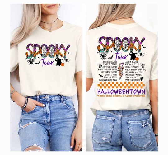 Spooky Tour Two Sides Shirt, Halloween Tour, Retro Halloween 2-Sides TShirt